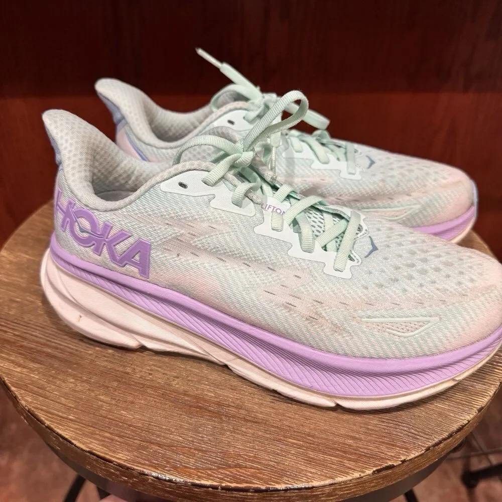 Hoka One One Clifton 9 Women Size 8D Blue Running Shoes Comfort Athletic
